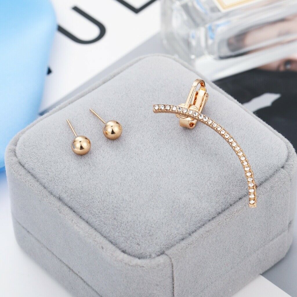 Crystal Dangle Earrings Golden Asymmetric Ear Studs Fashion Jewelry Womens