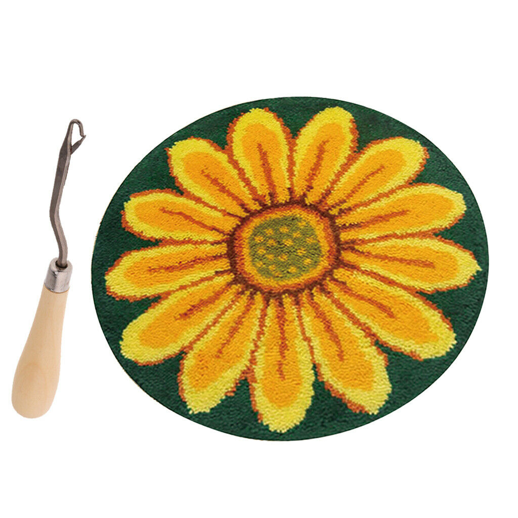 Sunflower Latch Hook Craft Kits for Woman Lady W/ Wood Crochet Needle Embroidery