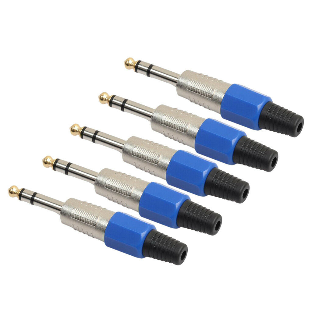 5pcs Alloy 1 / 4inch TRS Plug Stereo Microphone Adapters