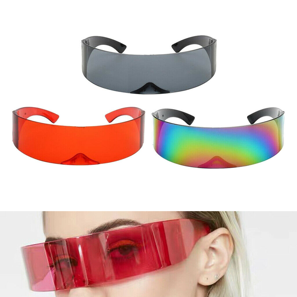 3PCS Fashion Futuristic Wrap Sunglasses Robotic Narrow Glasses Party Favors