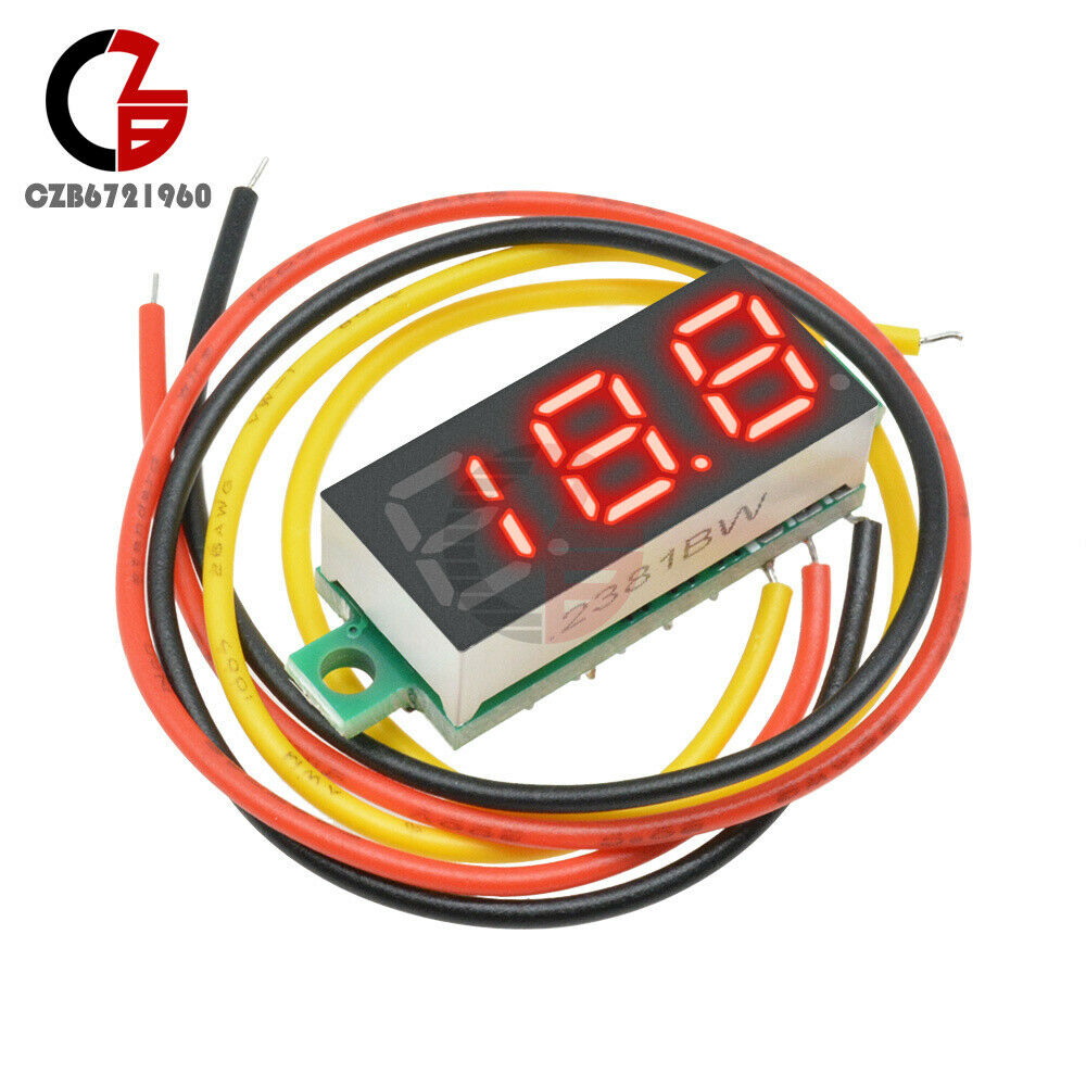 5Pcs 0.28" DC 0-100V Digital Tube Voltmeter 3Bit Red LED Panel 3 Wire Volt Meter