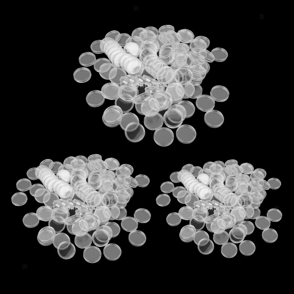 300Pcs Clear Coins Capsules Case Box Holder For 19mm