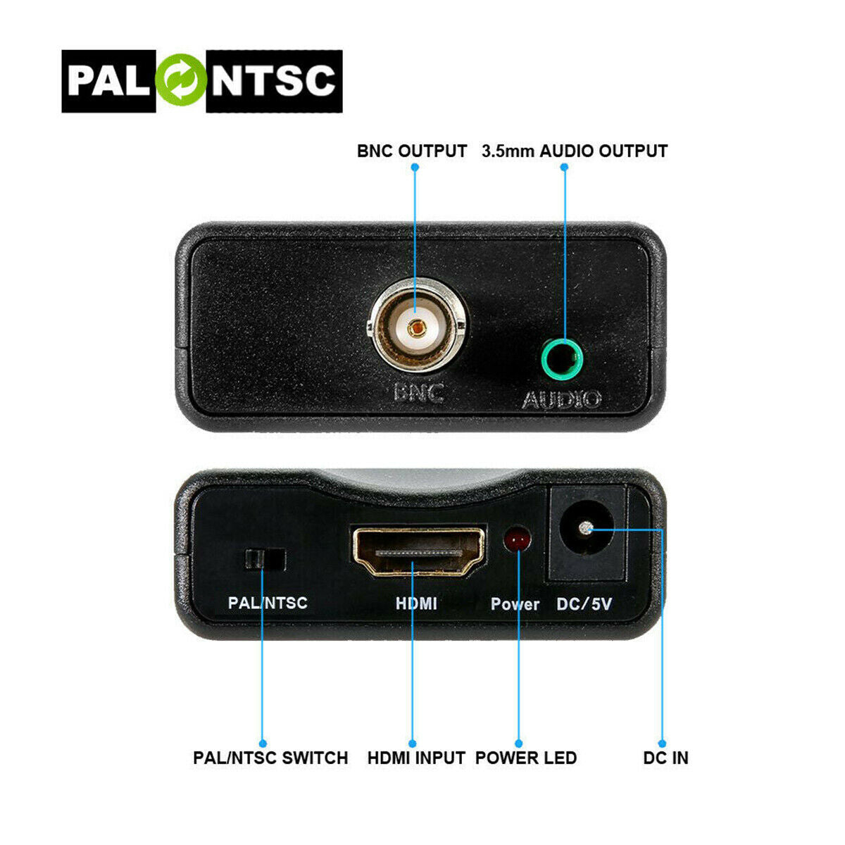 1080P HDMI to BNC Converter Video Display Adapter Surveillance Monitor DVR VCR