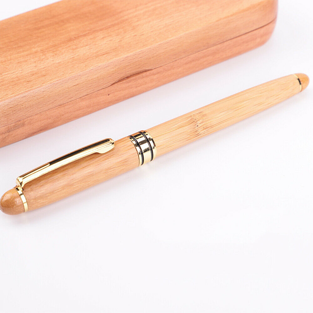 Bamboo Fountain/Ink Pen with a Exquisite Case Refillable Gift Ideal Wood Color