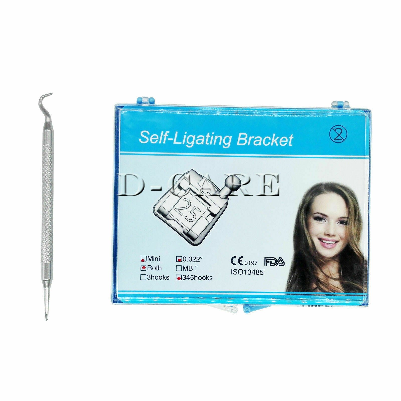 1 Pack Dental Orthodontic Mini Roth Self-Ligating Bracket 0.022"- 3,4,5 Hook DC