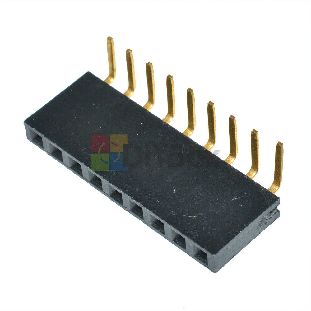 10PCS 9Pin 9P Header 2.54mm Pitch Right Angle Female Single Row Socket Connector
