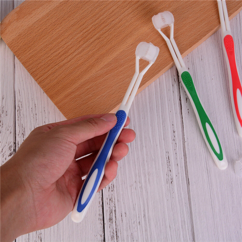 1x Health Green color Three Head 3 Sided Toothbrush Ultrafine Soft Bristl.l8