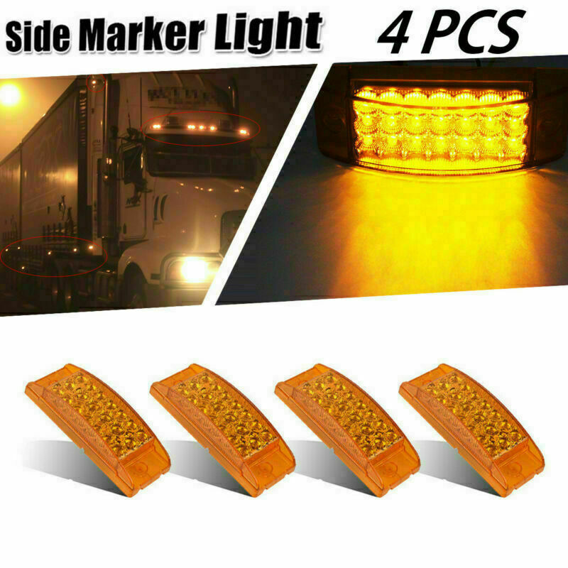 4x 12V Sealed 6" Amber 21 LED Side Marker Light Rectangle Truck Trailer Camper