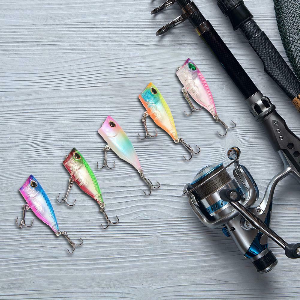 5pcs Fishing Lure Wobblers 4cm 3.5g Floating Crankbait Artificial Hard Bait @