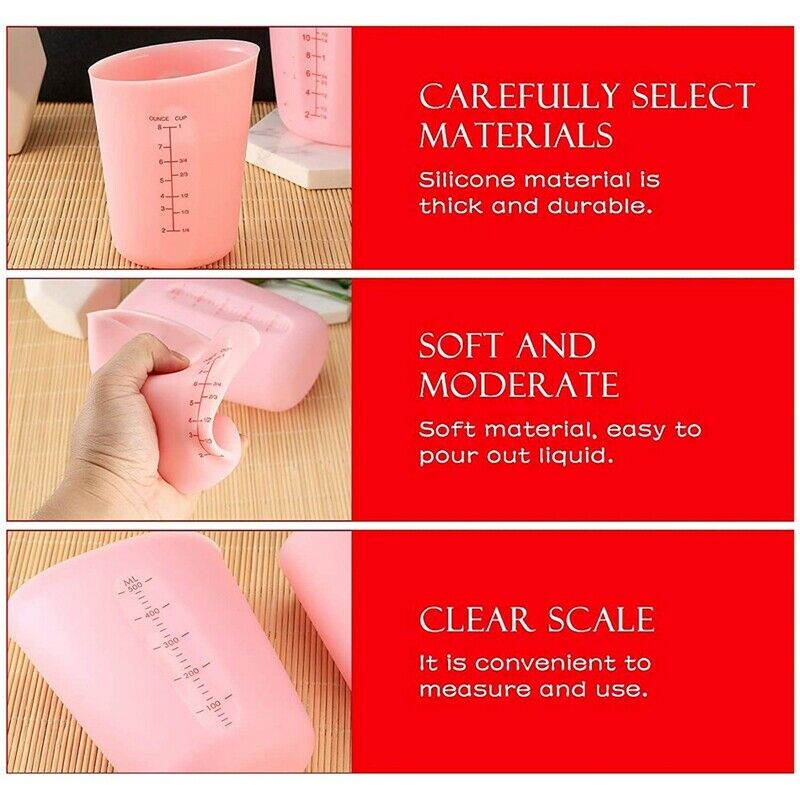 Silicone Measu Cups Jugs, Mixing Cups with Scale Clear, Cup Measure for EpoxD8U1