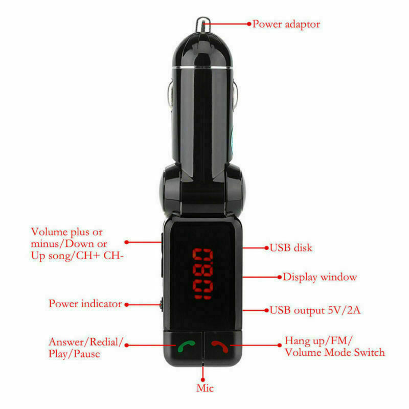 Mp3 Player Lcd Black Wireless Bluetooth Bluetooth Hands-Free Car Usb Charger Kit
