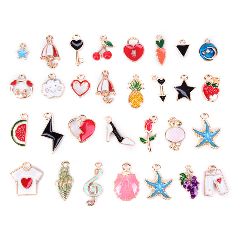 30pcs/lot Enamel Alloy Mixed Charms Pendant Jewelry DIY Craft Making Colo.l8