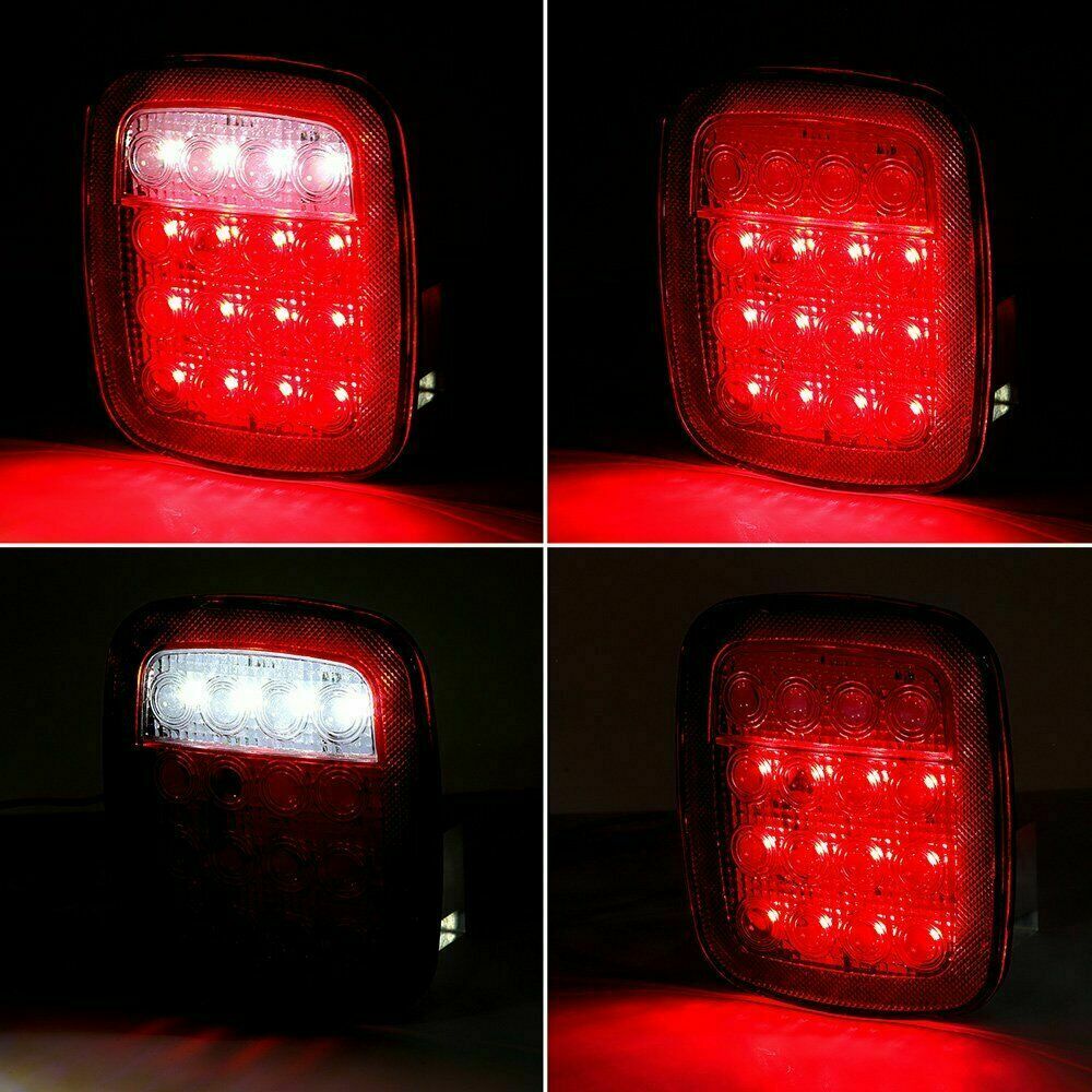 LED Tail Lights Rear Brake Lamps Turn Stop Reverse For Jeep Wrangler TJ CJ 76-06