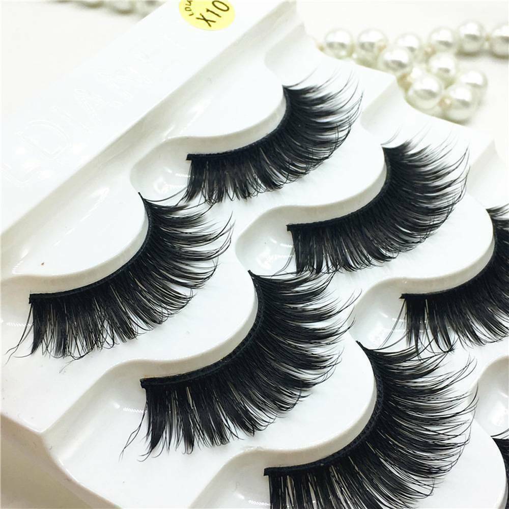 5Pairs 100% Real Mink Makeup Cross False Eyelashes Eye Lashes Handmade Thick US