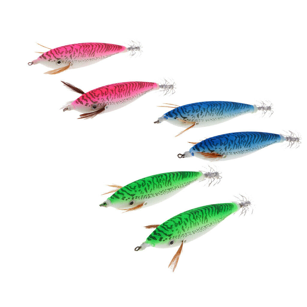 6pcs Luminous Hard Fishing Lures Simulation Prawn Squid Lure Hooks Tackle