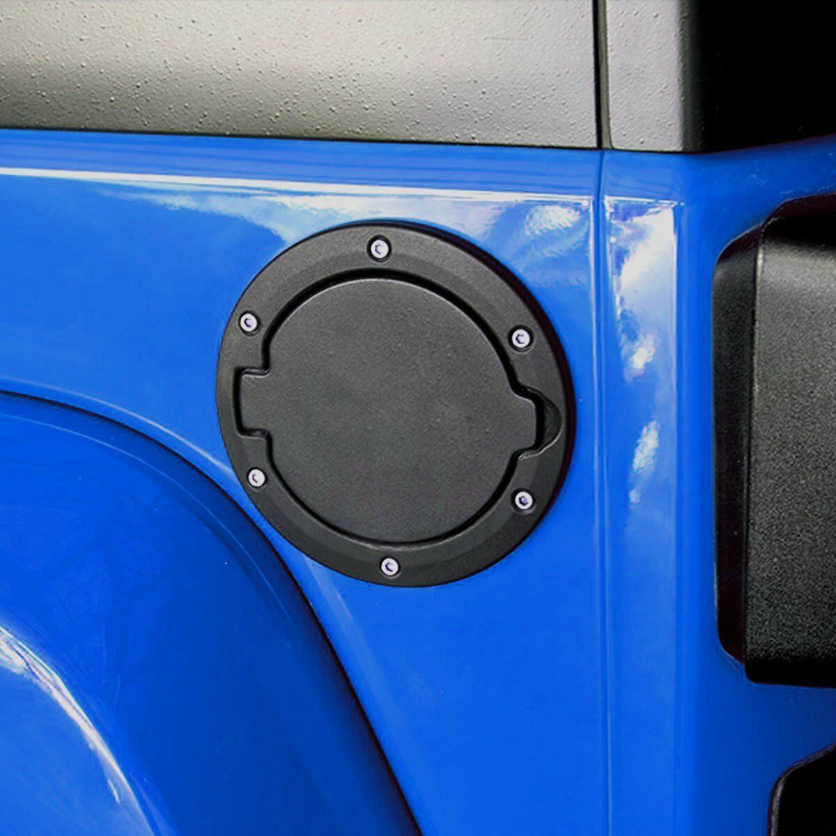 Black Fuel Door Gas Cap Lid Cover For 2007-2018 Jeep Wrangler JK New Free Ship