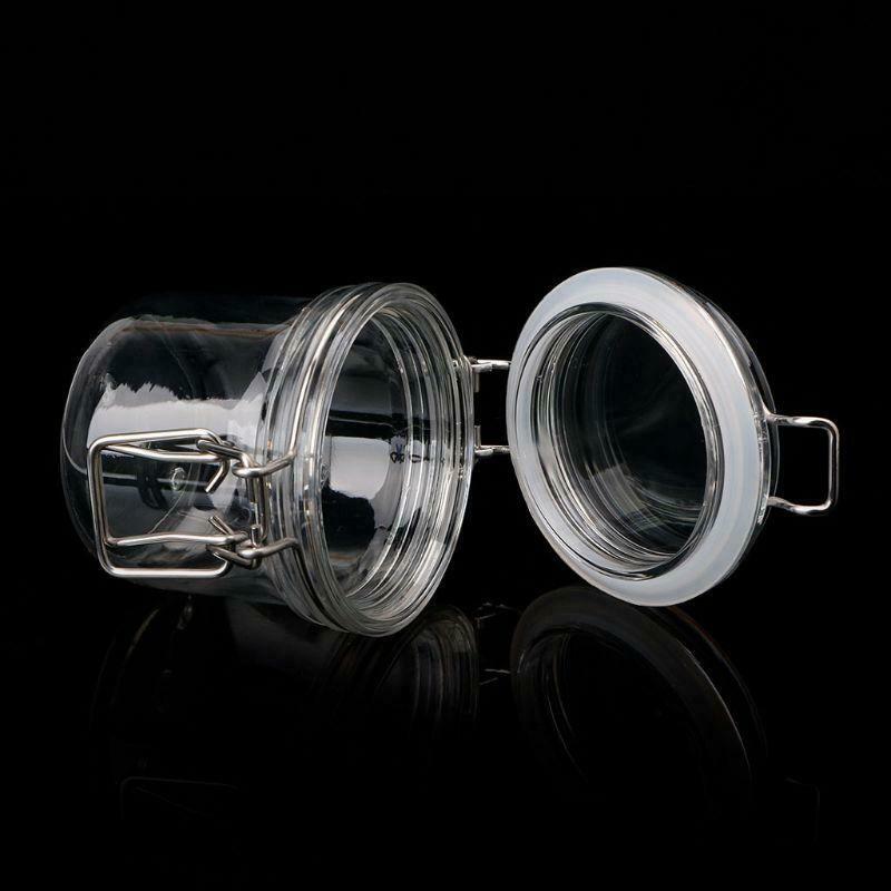 120ML Plastic Round Clip Top Storage Jar With Airtight Seal Lid Kitchen Food