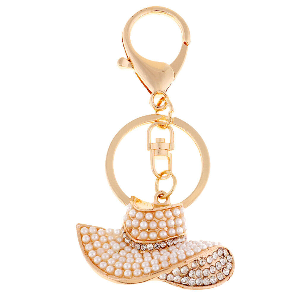 Crystal Keychain Hat Pendant Rhinestone Decorative Ornaments for Women Bags