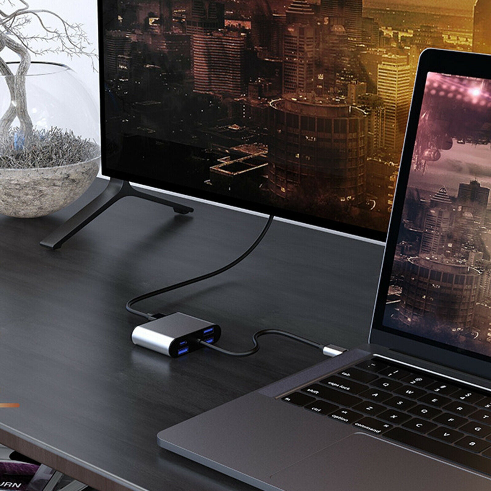 USB C Hub Adapter - 8 in 1 Portable Dongle with 4K   Output, USB 3.0 Ports,