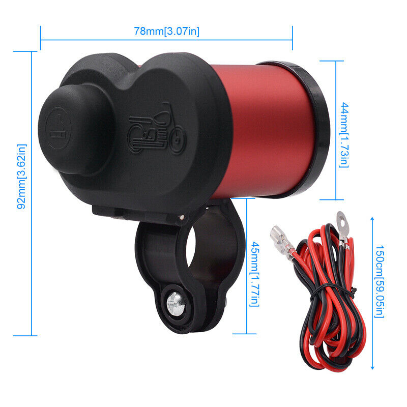 QC3.0 Motorcycle Bike Cigarette Lighter Socket Dual USB Charger Switch Voltmeter
