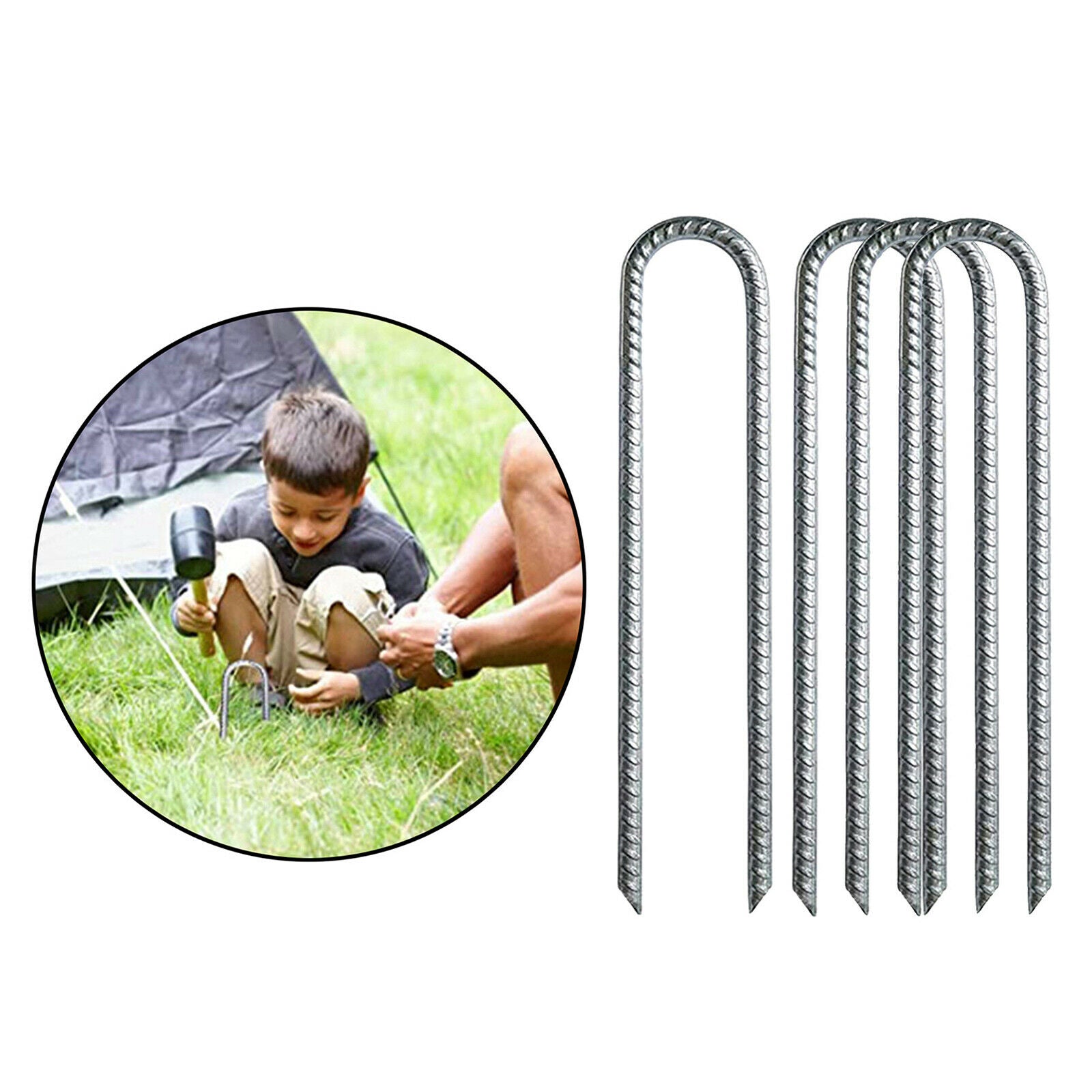 4pcs U-Shaped Trampoline Stakes Wind Anchors for Outdoor Swing Accessories
