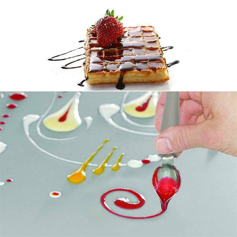 2x Plate Dish Sauce Painting Pencil Coffee Art Draw Spoon Stainless DIY Tool UK