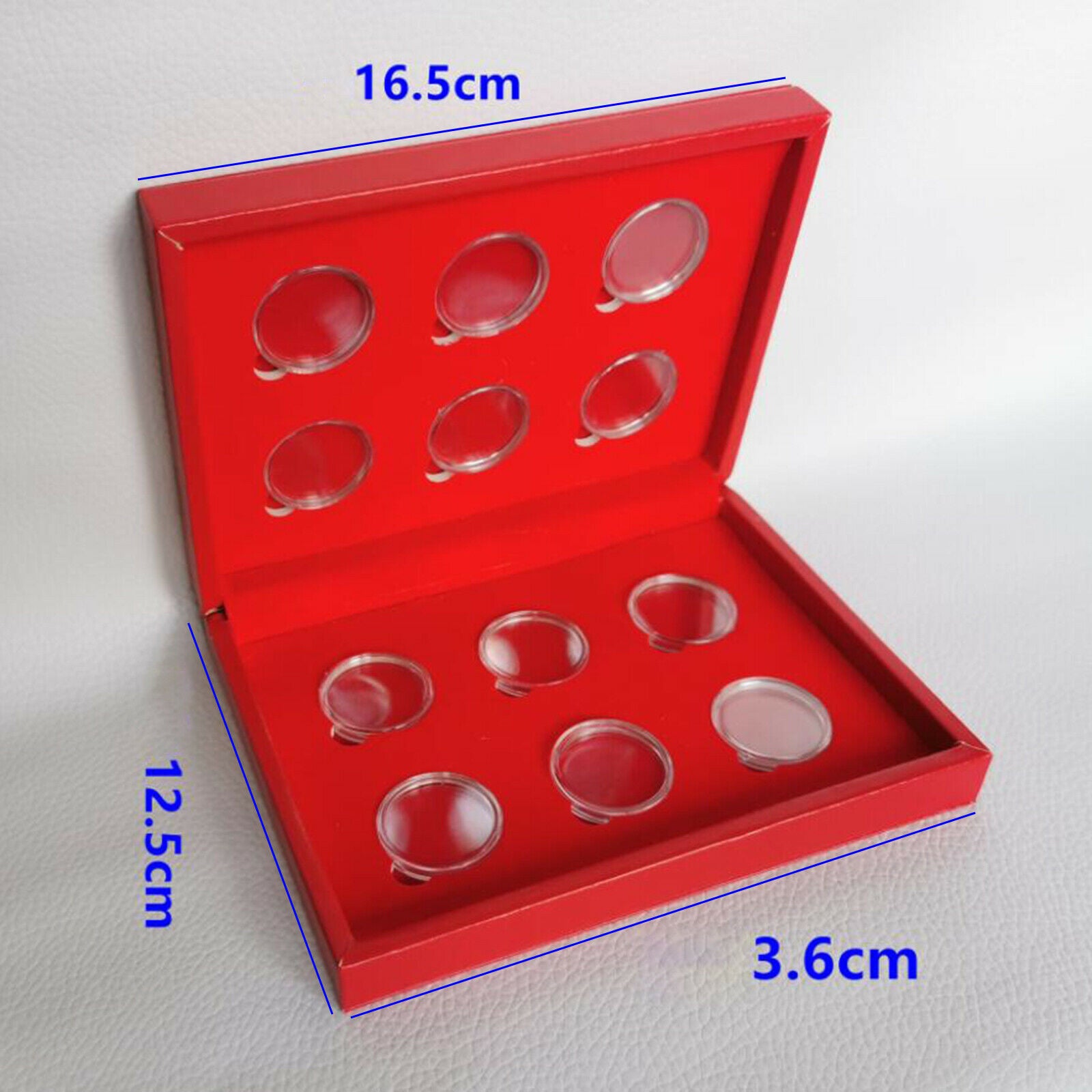 Wooden Coin Display with 12 Coin Cases for 12 Coins From The