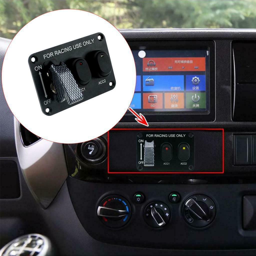 Car Marine Boat 12V 3-Gang Toggle Switches Control Panel Carbon Fiber Cover