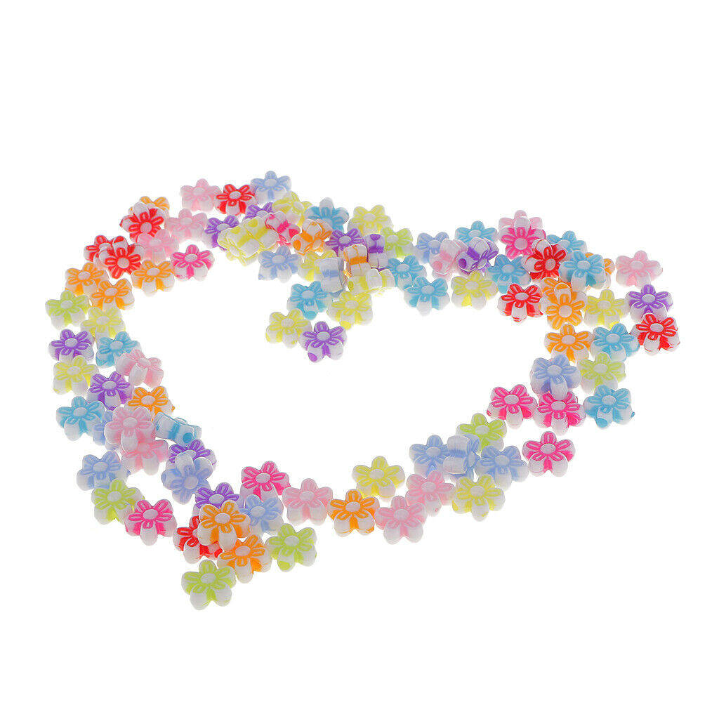 100pc 8mm FLOWER Acrylic Spacer Beads PASTEL COLORS Mixed Assorted DIY Craft