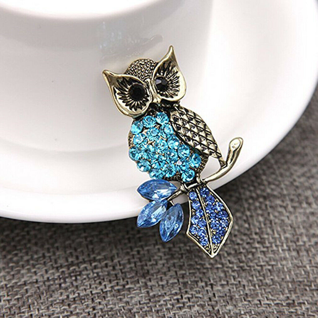 Lovely Owl Brooch Pin Crystal Breastpin Rhinestones Bird Wedding Banquet