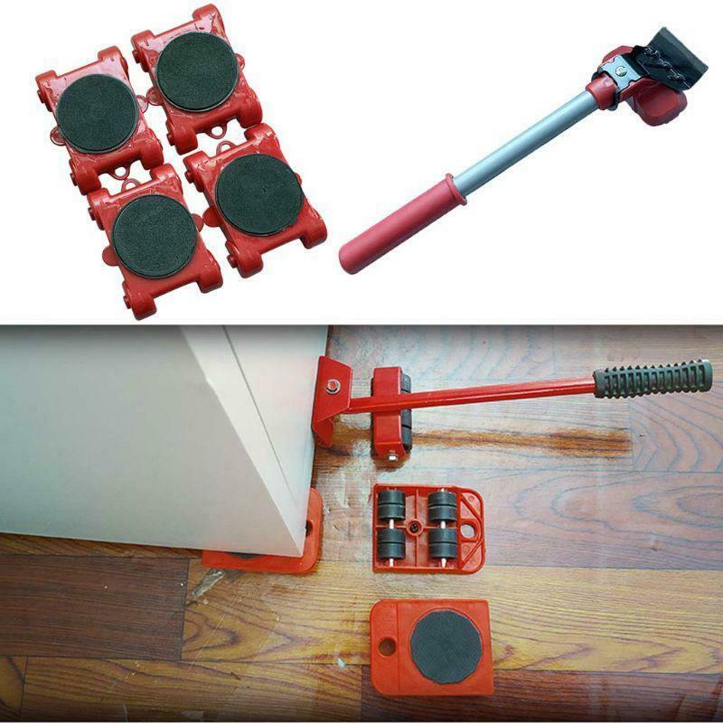 Furniture Mover Tool Transport Lifter Heavy Stuffs Moving 4 Wheeled Roller Bar
