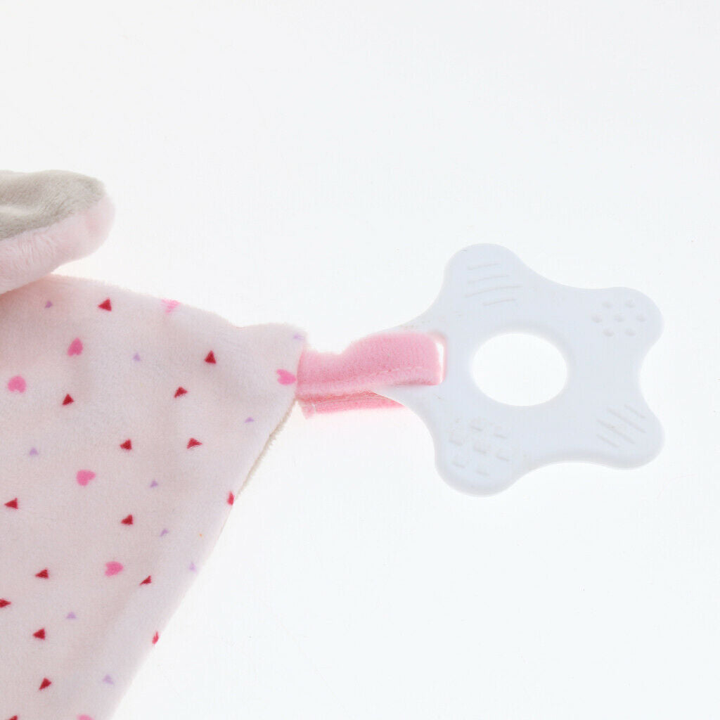 Plush Blanket Teething Security Tag Baby Safety Blanket Pink Rabbit