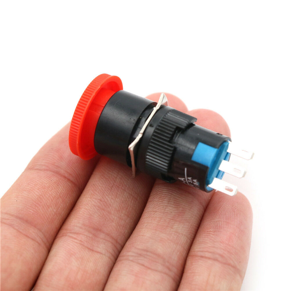 2PCS 16mm Cutout Twist Release Emergency Stop Mushroom Push Button Switch B TL