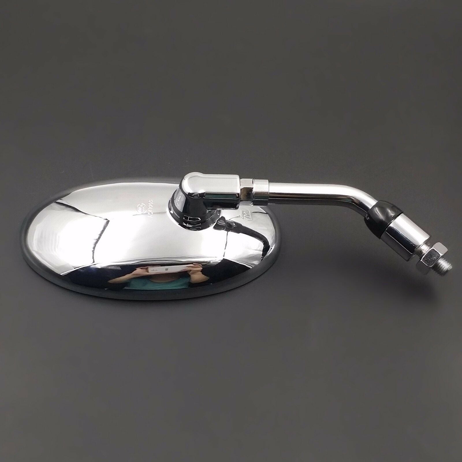 10mm Big Oval Side Rearview Mirror Motorcycle Street Bike Cruiser Chopper Custom