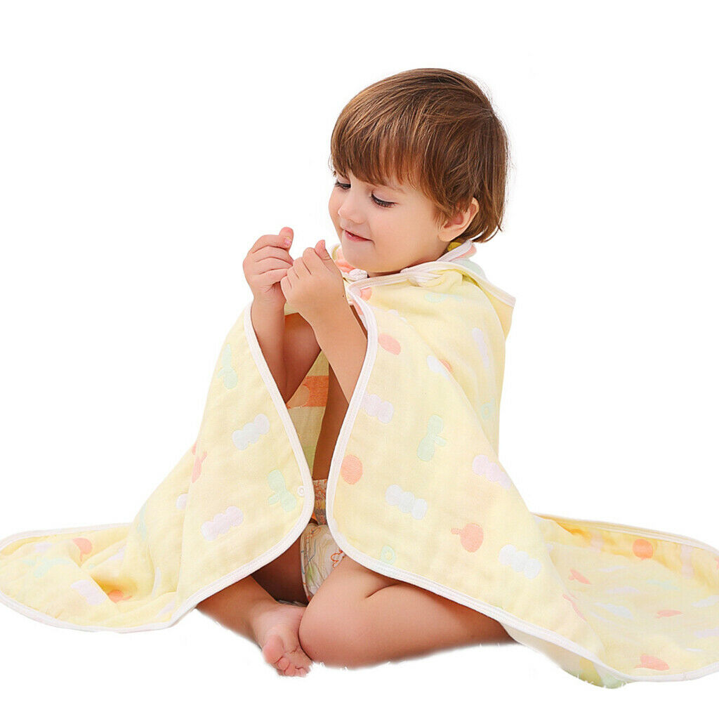 Six-Layer Jacquard Gauze Hooded Baby Bath Towel Cotton Green