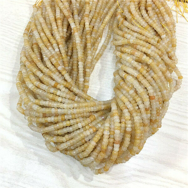 1 Strand/160Pcs 4x2mm Natural Yellow Jade Facet Rondelle Abacus Beads DIY HH548