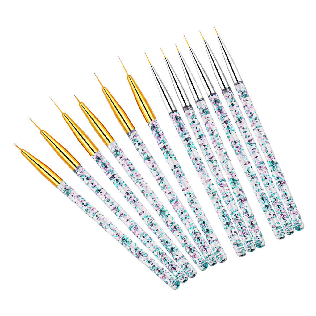 12x Professional Nail Art Liner Striping Brush for Thin Lines Tiny Details