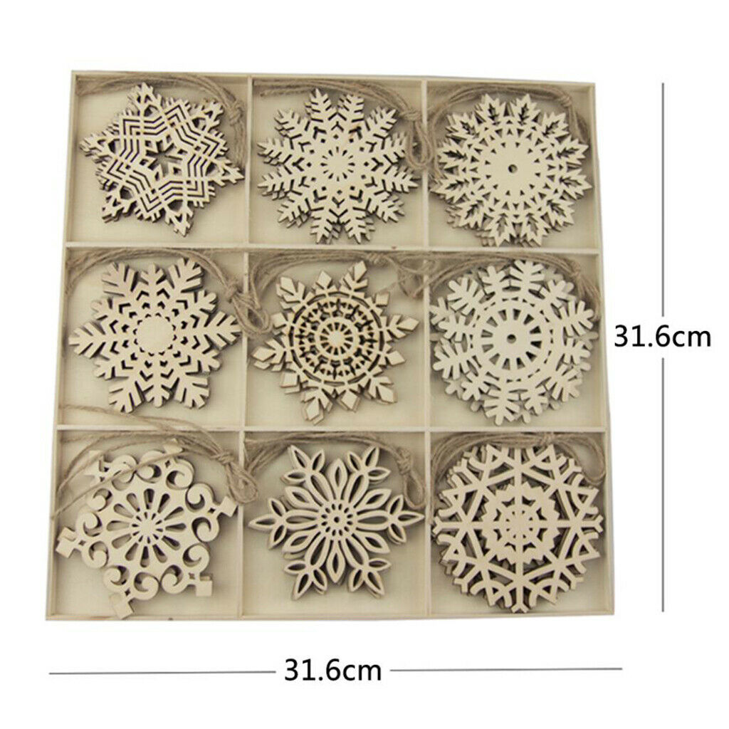 9 Shapes Wooden Snowflakes Christmas Wedding Hanging Ornaments Embellishment