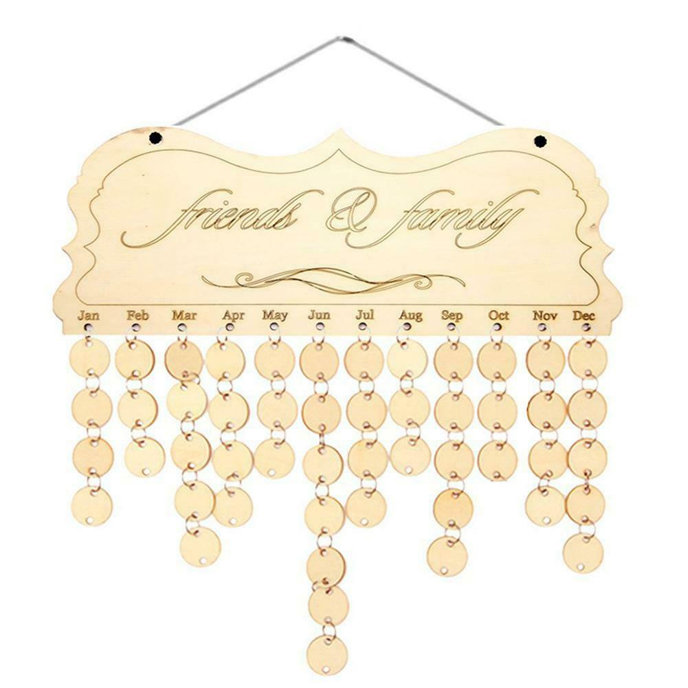 DIY Wooden Birthday Calendar Sign Special Dates Planner Board Hanging Decor @