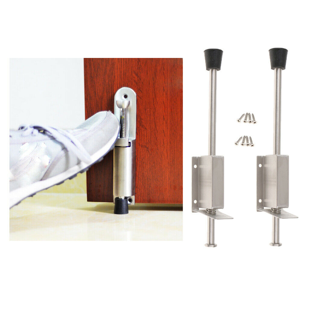 2x Kick Down Foot Operated Door Stop Stopper Spring Prop Stay Door Holder