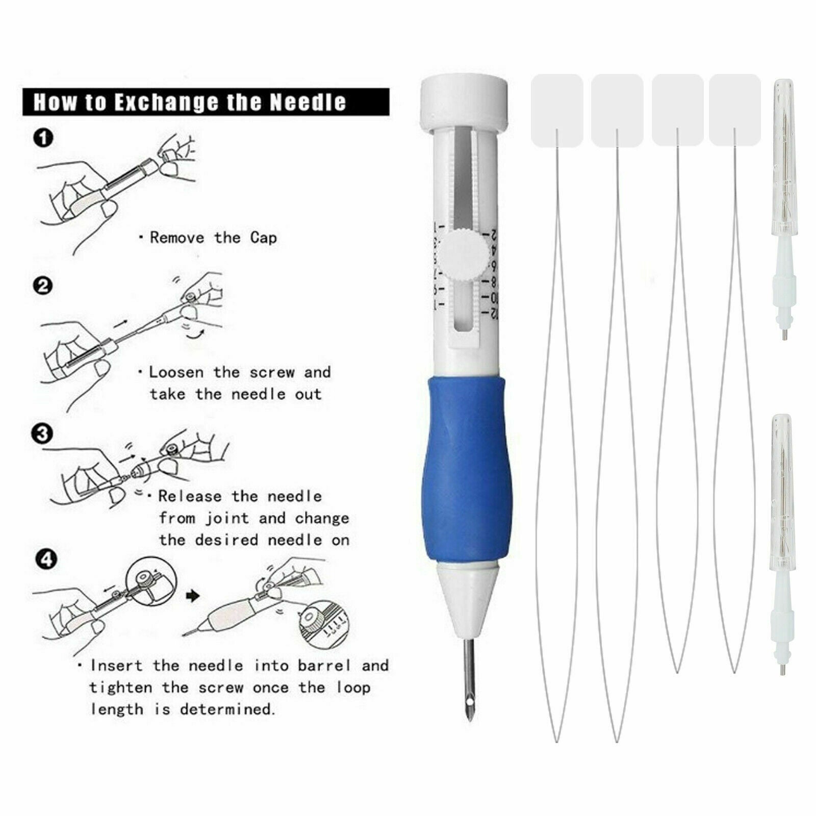 Punch Needle Magic Embroidery Pen Set Stitching Thread DIY Tool Sewing Craft Kit