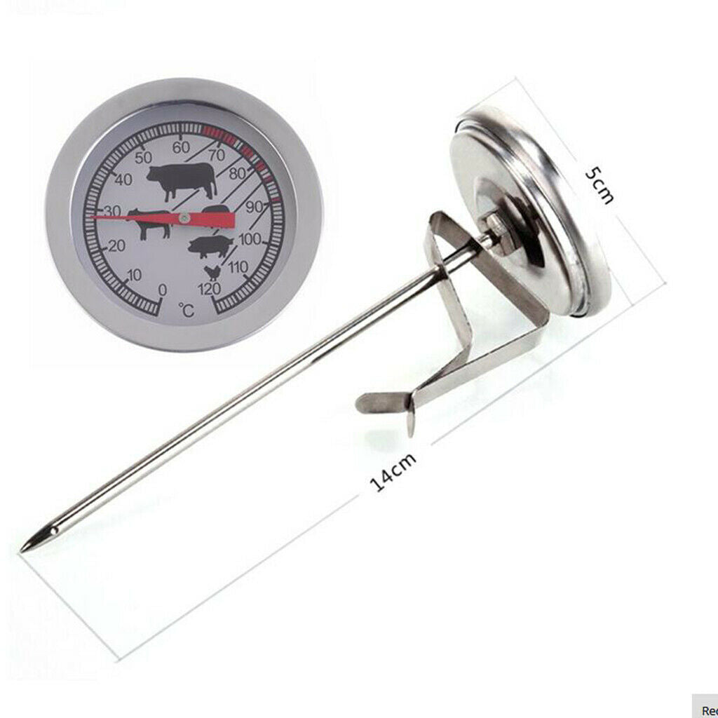 Analog roast thermometer, made of stainless steel, meat thermometer,
