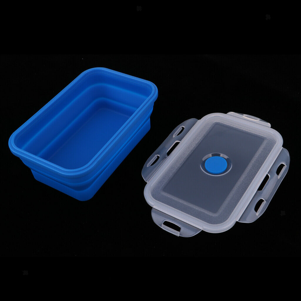 3x Portable Silicone Trays Bento Picnic Foldable Food Storage