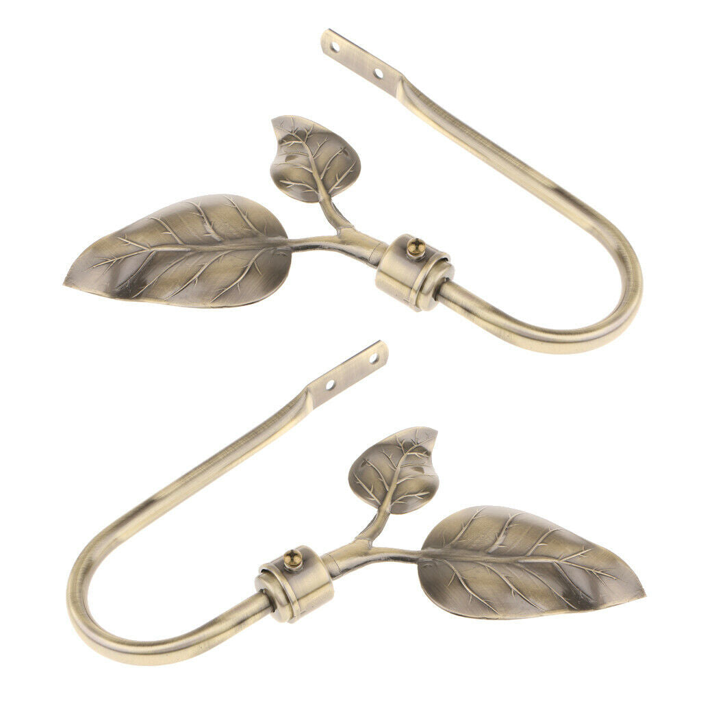 2piece U Shape Metal Leaf Curtain Hook Window Drapery Tieback Hanger  Bronze