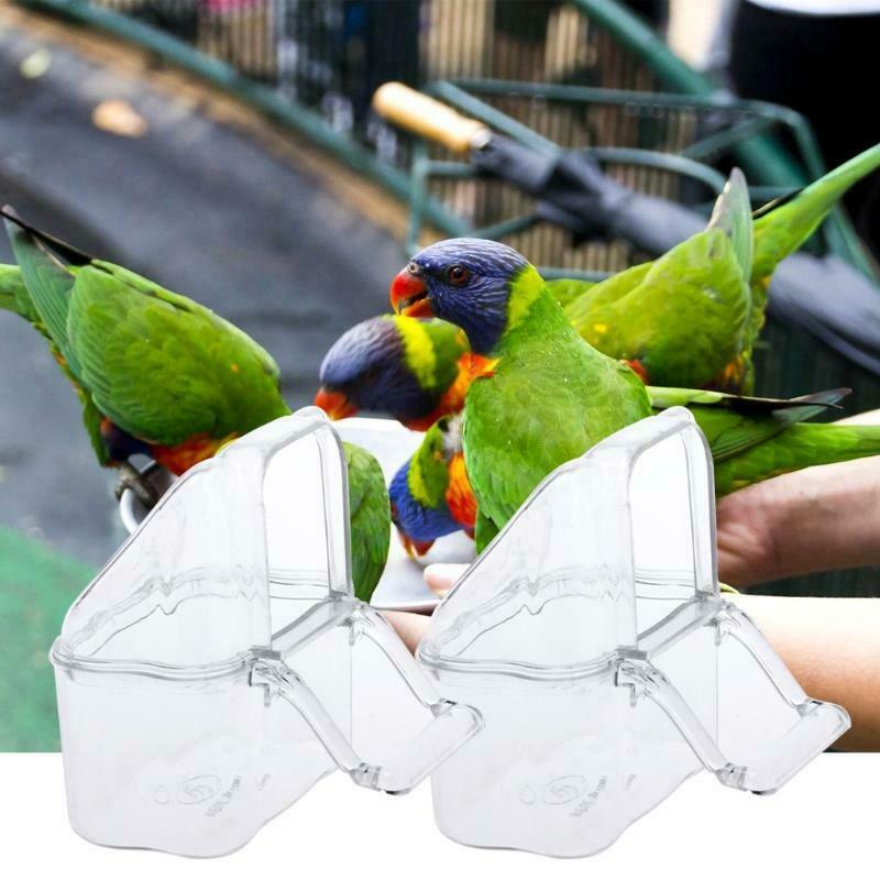 Acrylic Bird Feeder 2Pcs/Set Cage Hanging Dish Feeder Dispenser Drinker Supplies