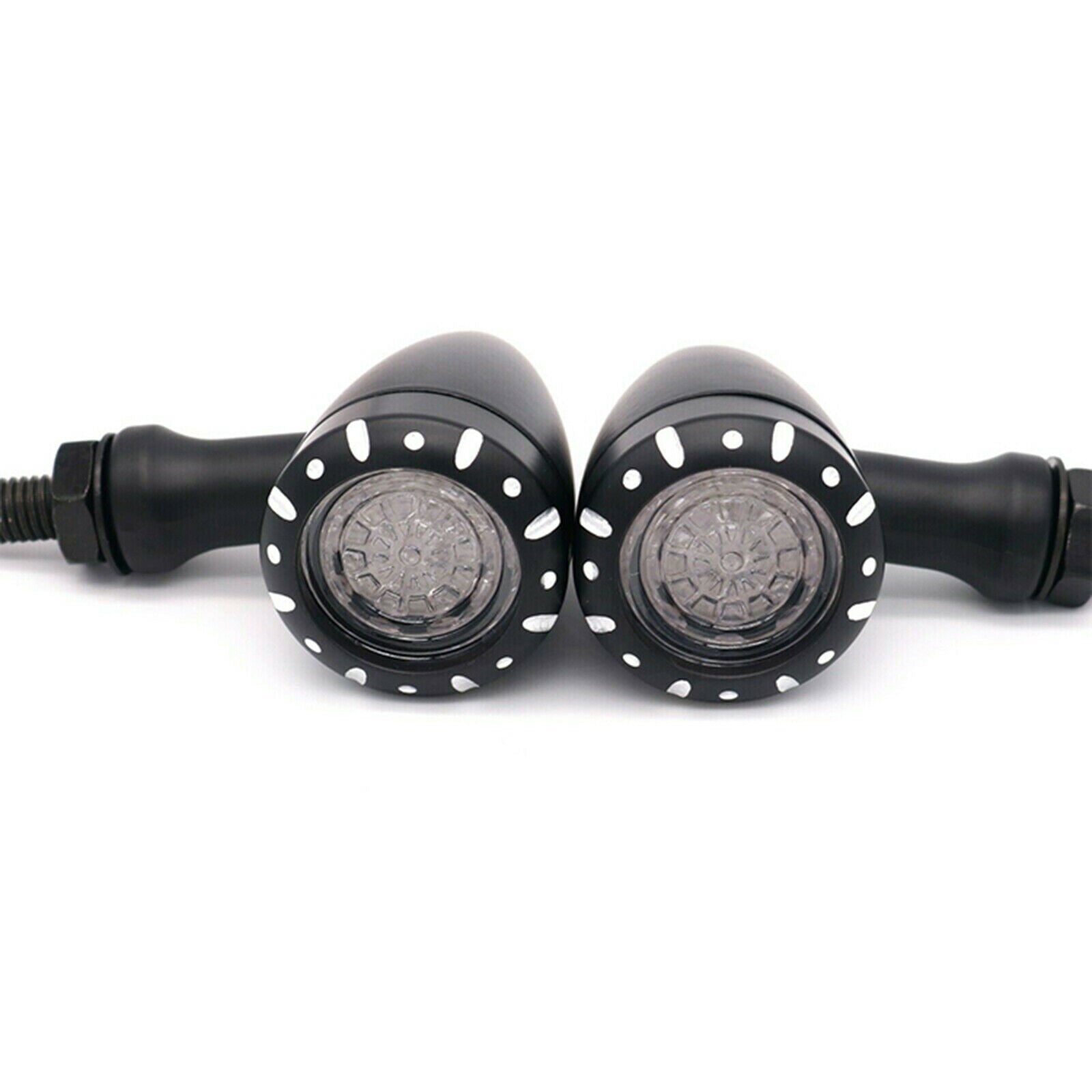 2Pcs LED Turn Signal Light Motorcycle Scooter Indicators Flashing black