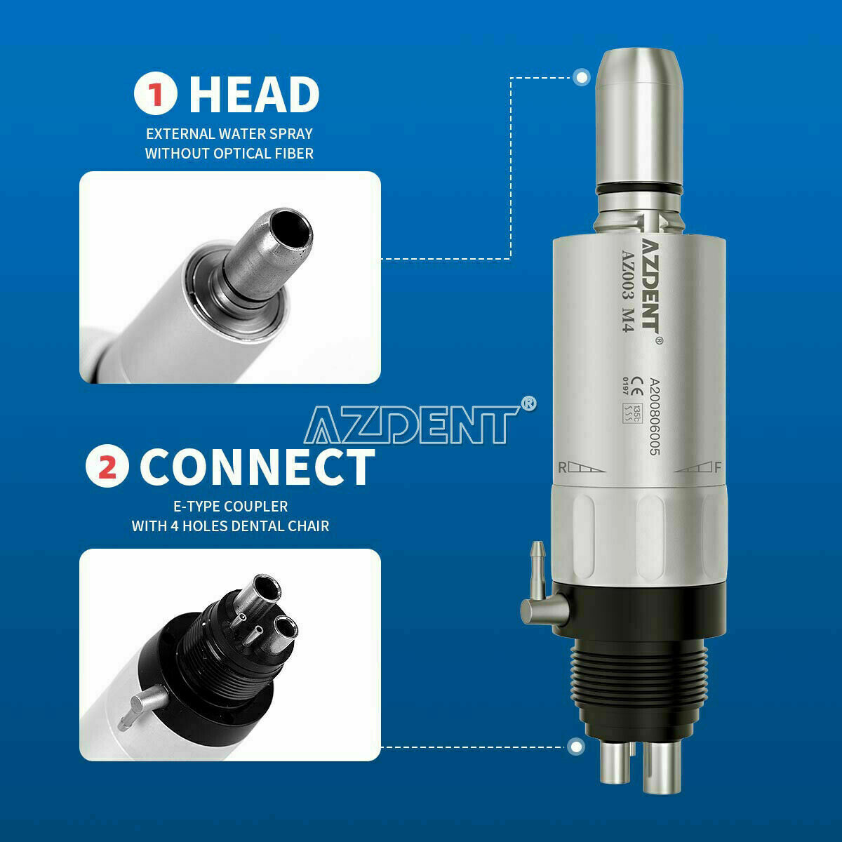 Dental Contra Angle Straight Air Motor Low Speed Handpiece Push Button 4Hole Set