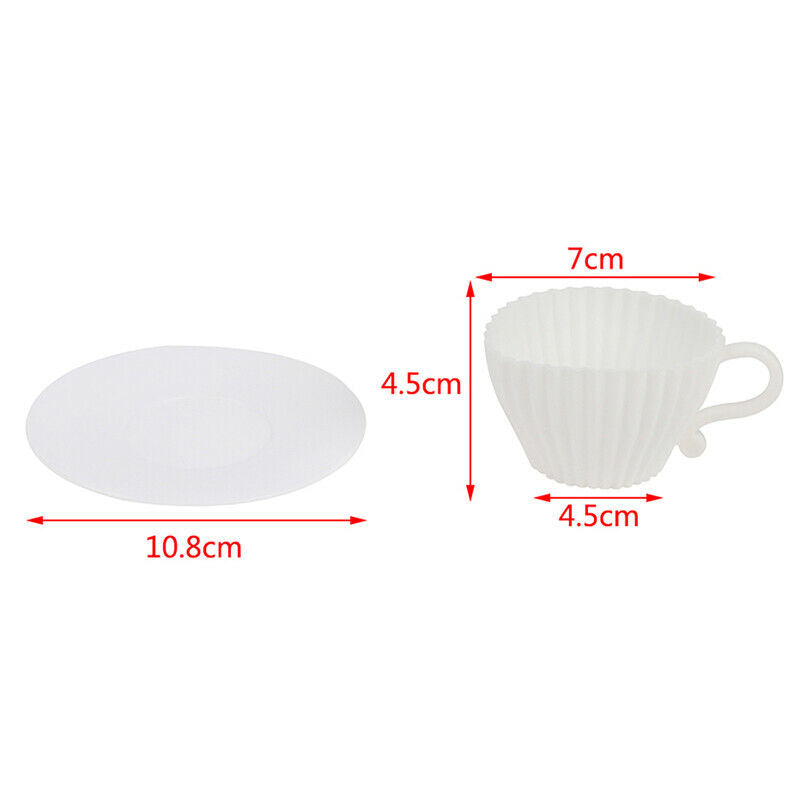 4Set Silicone Cupcake Cups Muffin Baking Cake Tea Teacup Mold Baking Suppl FdDF