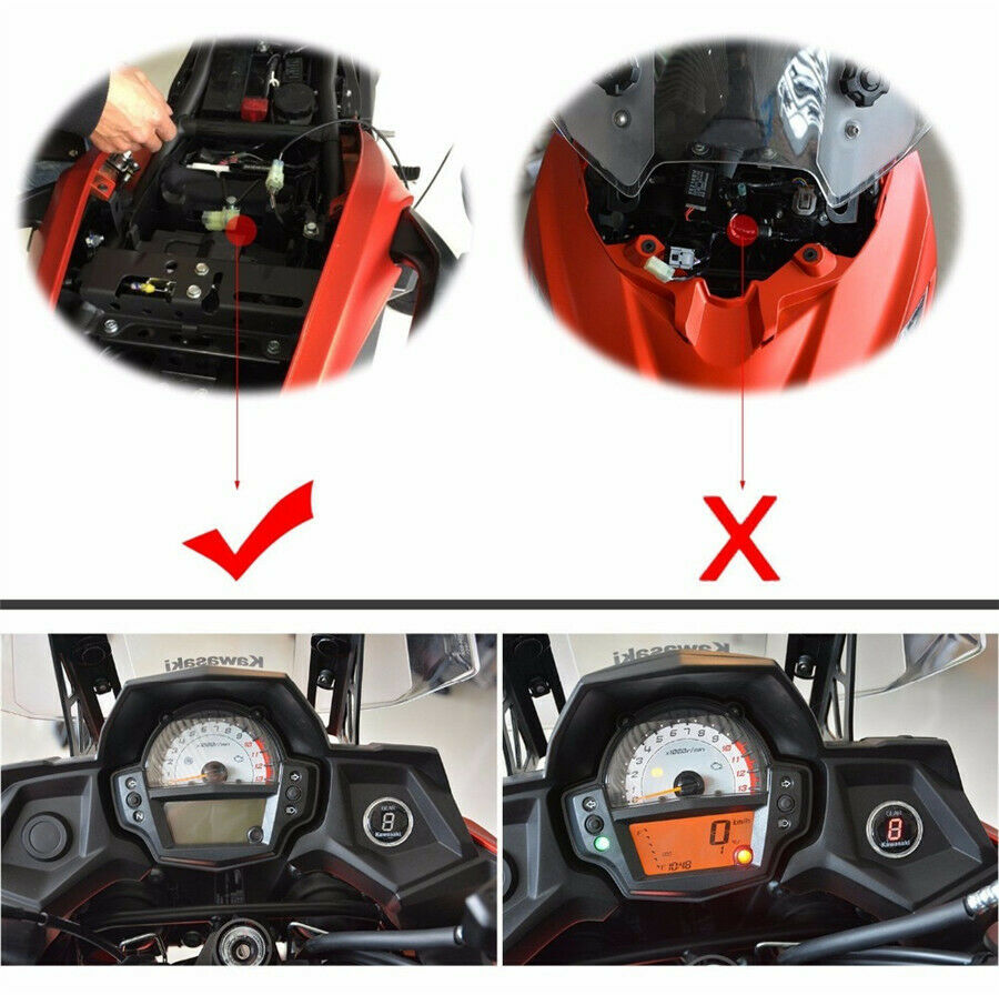 Red LED Gear Shift Digital Display Plug&Play For Kawasaki Versys 650 1000 12-17