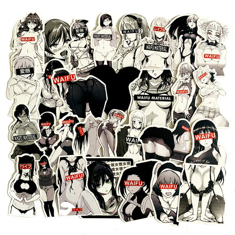 30pcs Waifu Stickers Anime Pinup Girl Laptop Love Vin.l8